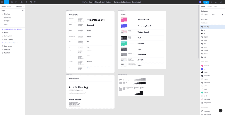 style guide done in Figma